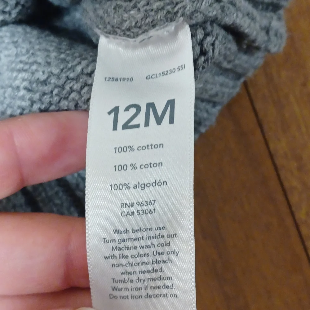 OshKosh B'Gosh Gray Knit Sweater Baby 12M Western Aztec Geometric 100% Cotton